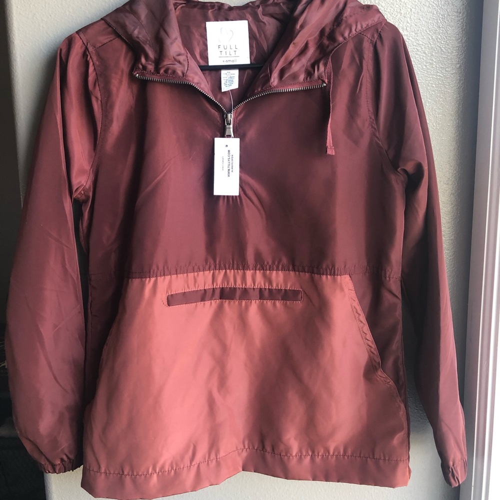 Colored blocked rain coat